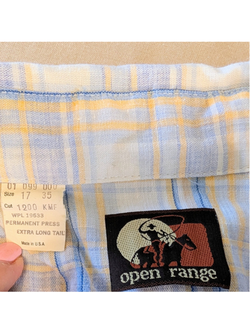 Vintage Open Range Western Shirt Plaid Pearl Snap USA Made Cowboy Shirt Men XL - Picture 8 of 10